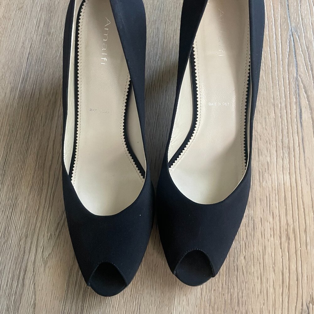 Amalfi Women's Black Fabric Upper Peep Toe Heel Shoes 9N Business Career - Picture 2 of 9